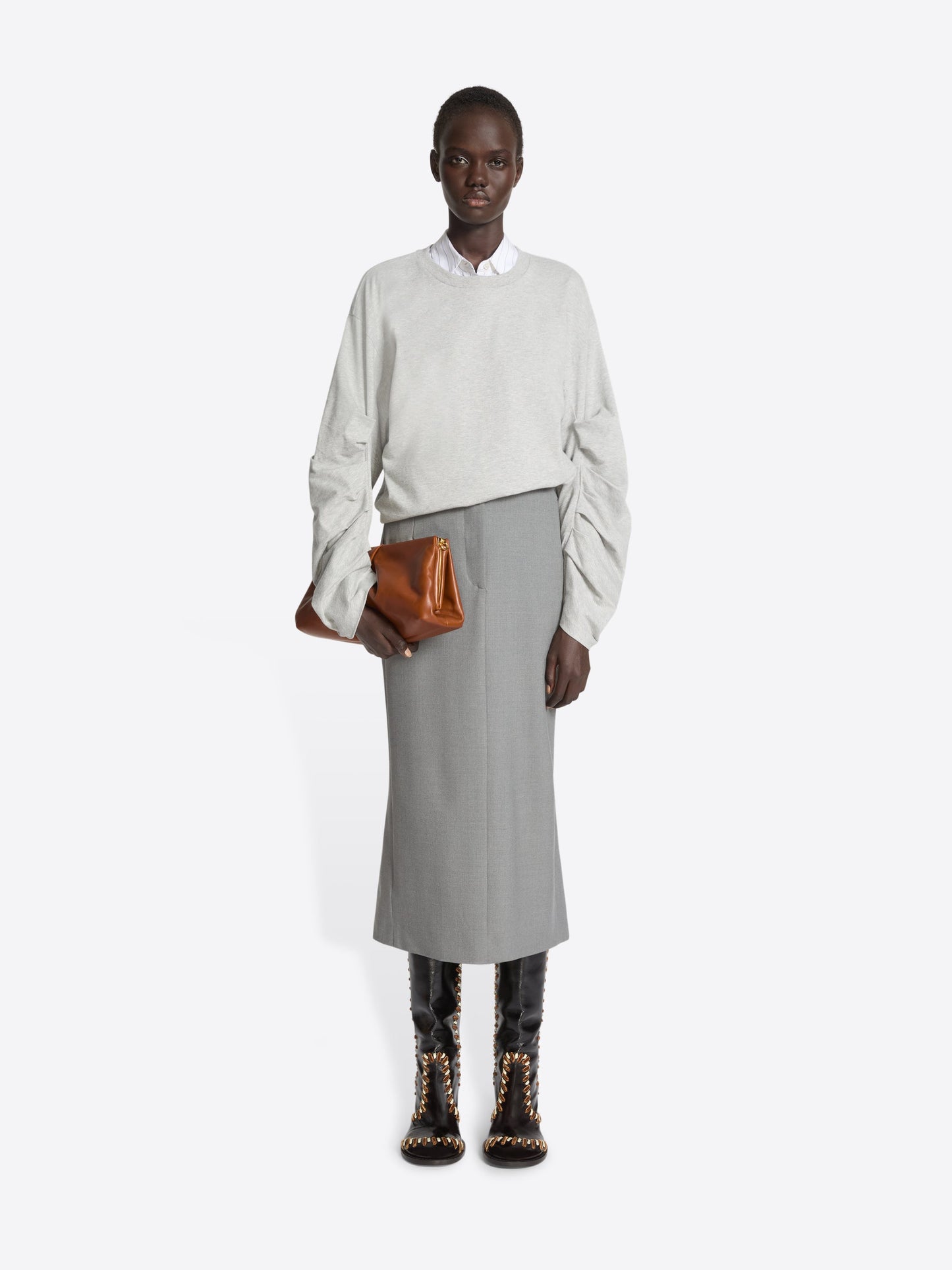 Pleated Leather Clutch