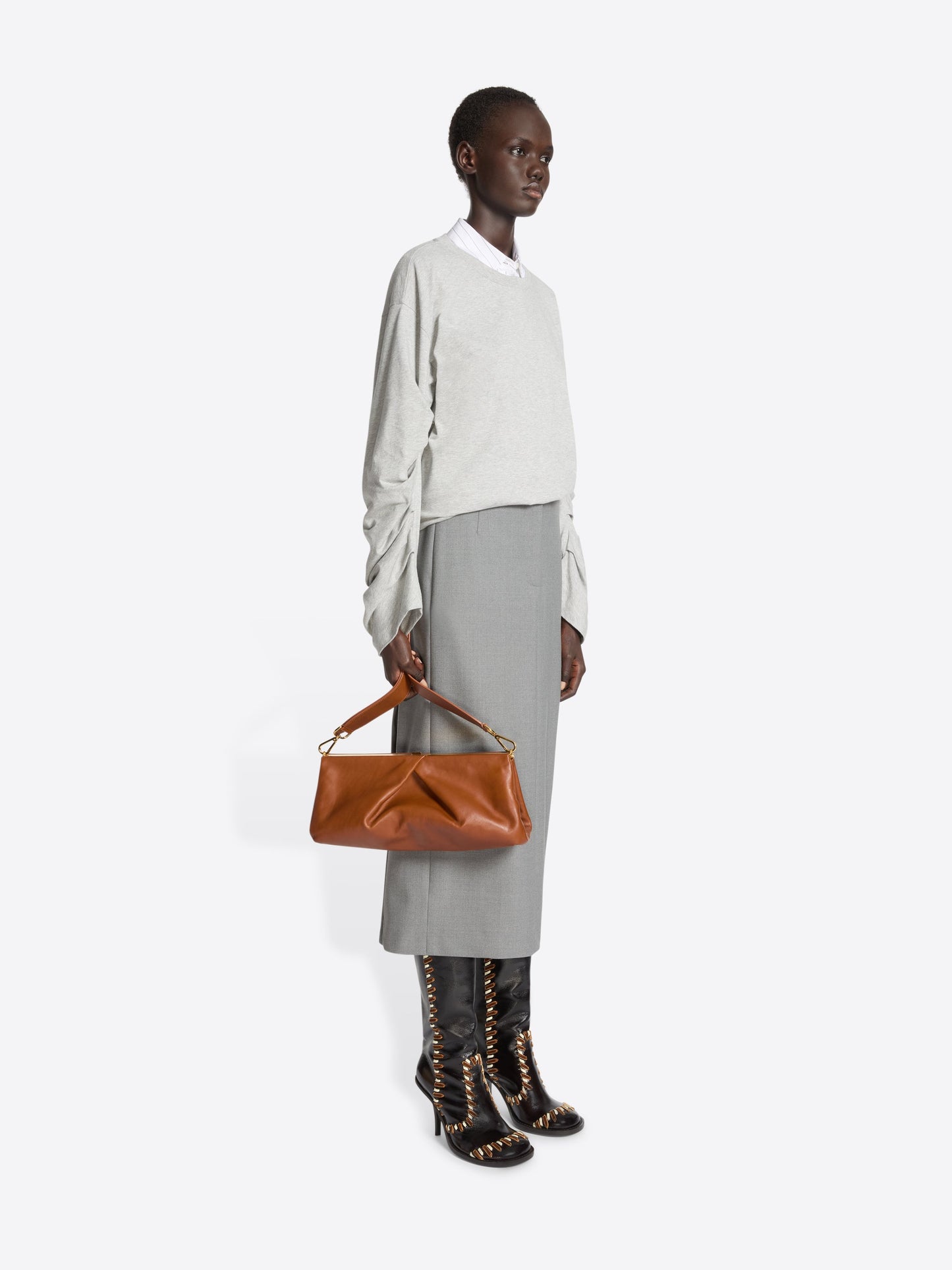 Pleated Leather Clutch